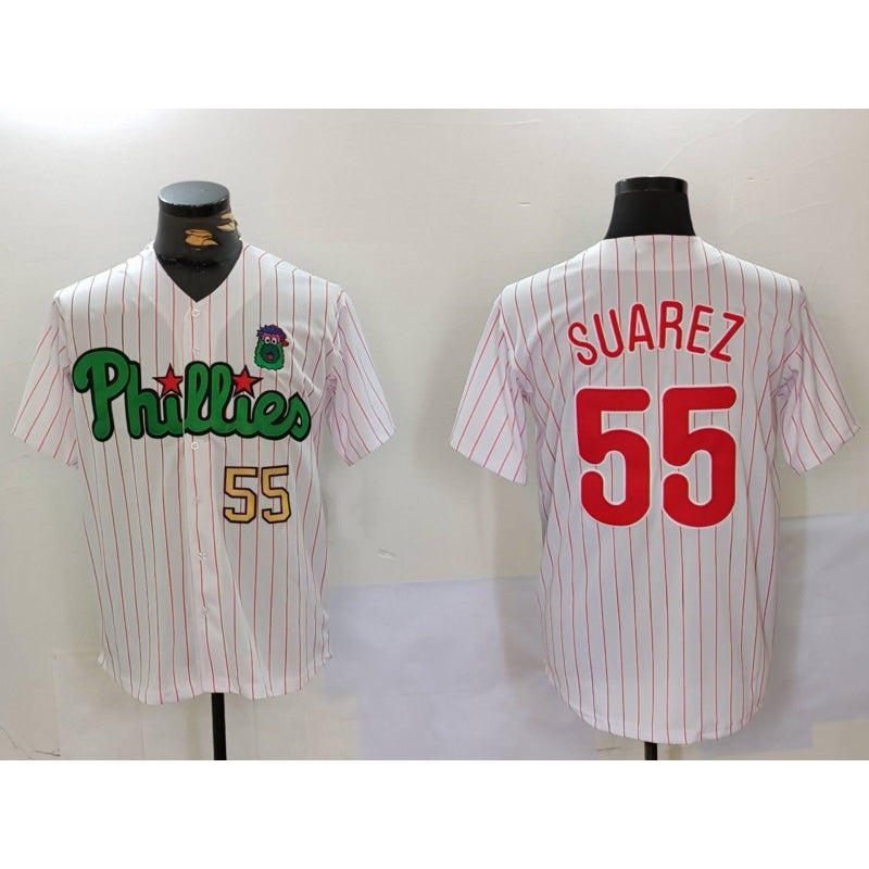 Philadelphia Phillies #55 Ranger Su¨¢rez White Green AmberGomez Cool Base Stitched Jerseys