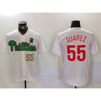 Philadelphia Phillies #55 Ranger Su¨¢rez White Green AmberGomez Cool Base Stitched Jerseys