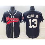 Atlanta Braves #13 Ronald Acuna Jr Black AmberGomez Cool Base Stitched Jersey 2