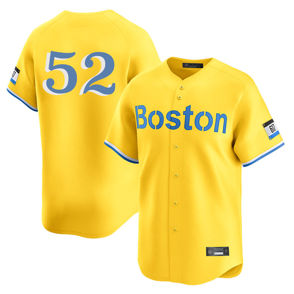 Boston Red Sox #52 Wilyer Abreu Player Yellow AmberGomez Limited Home Game Stitched Jerseys1