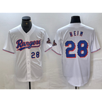 Texas Rangers #28 Jonah Heim Number White AmberGomez 2023 World Series Champions Cool Base Jerseys