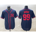 New York Yankees #99 Aaron Judge Navy Red AmberGomez Fashion Cool Base Jersey