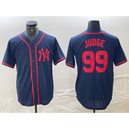 New York Yankees #99 Aaron Judge Navy Red AmberGomez Fashion Cool Base Jersey