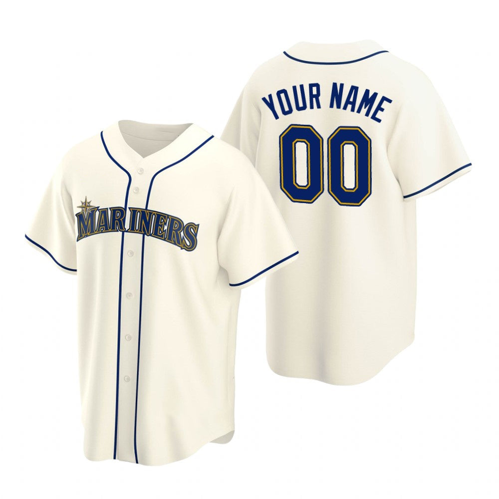 Custom Seattle Mariners Cream AmberGomez Stitched Cool Base Jersey