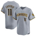 Milwaukee Brewers #11 Jackson Chourio Grey AmberGomez 2024 Away Limited Stitched Jersey