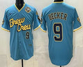 Milwaukee Brewers #9 Bob Uecker Blue AmberGomez City Connect Limited Jersey
