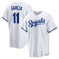 Kansas City Royals #11 Maikel Garcia White AmberGomez Home Replica Jersey