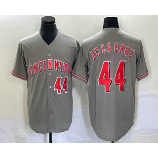 Cincinnati Reds #44 Elly De La Cruz Number Grey AmberGomez Cool Base Stitched Jersey