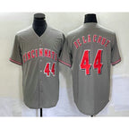 Cincinnati Reds #44 Elly De La Cruz Number Grey AmberGomez Cool Base Stitched Jersey