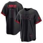 Cincinnati Reds #11 Barry Larkin Black AmberGomez City Connect Replica Player Jersey