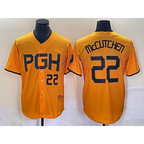 Pittsburgh Pirates #22 Andrew McCutchen Number Gold AmberGomez 2023 City Connect Stitched Jersey 2