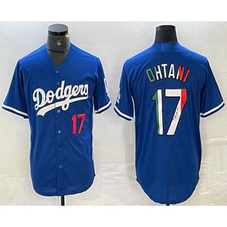 Los Angeles Dodgers #17 Shohei Ohtani Number Mexico Blue AmberGomez Cool Base Stitched Jerseys