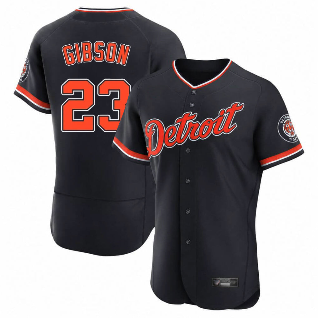 Detroit Tigers #23 Kirk Gibson Player Navy AmberGomez Limited Elite Home Game Stitched Jerseys