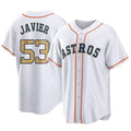 Houston Astros #53 Cristian Javier Player Gold AmberGomez Collection Game Home Stitched Jerseys