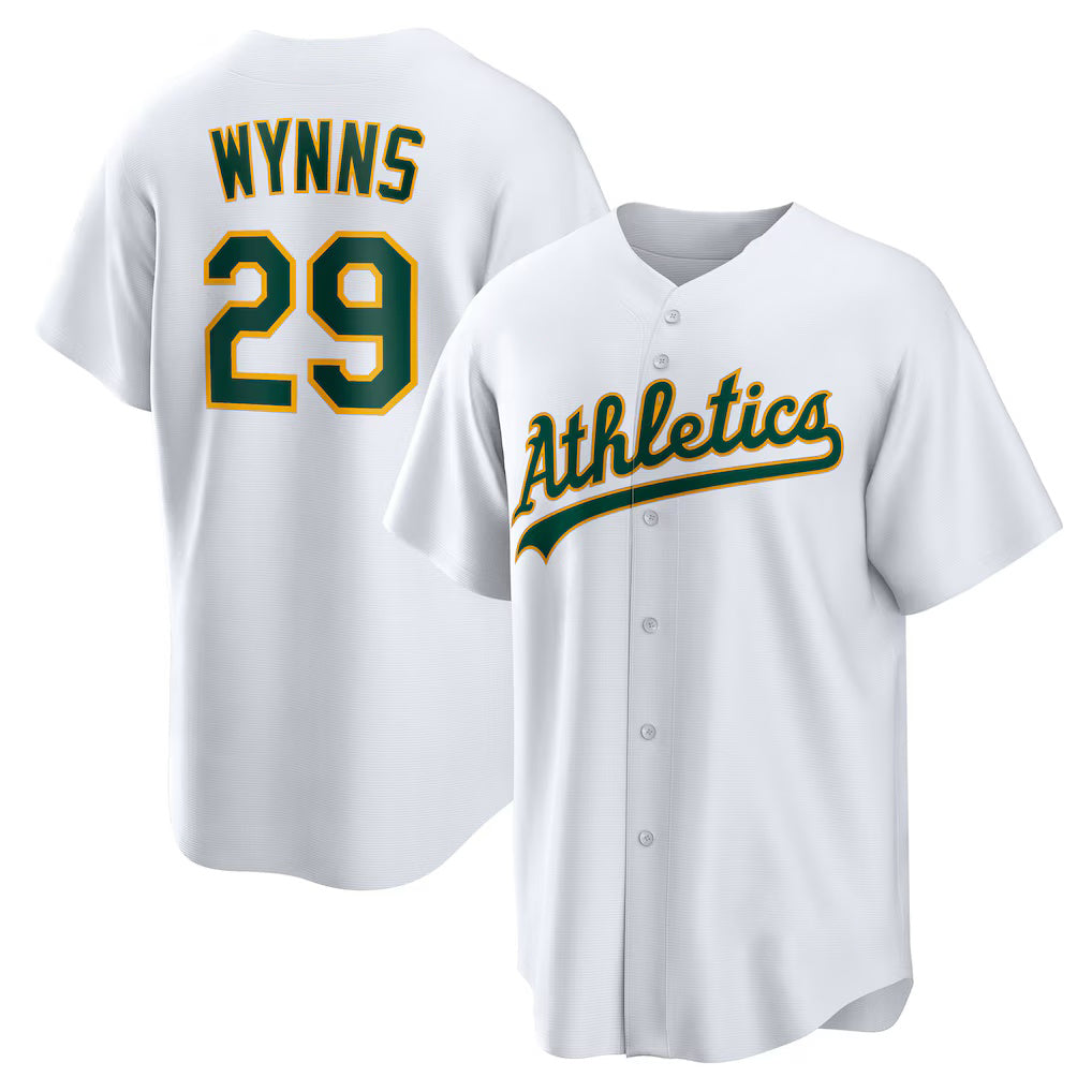 Oakland Athletics #29 Austin Wynns White AmberGomez Home Replica Jersey