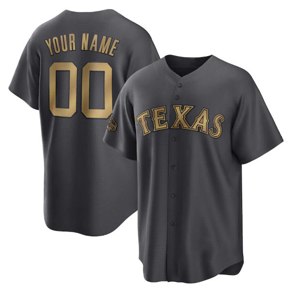 Custom Texas Rangers Active Player Charcoal AmberGomez 2022 All-Star Cool Base Stitched Jersey