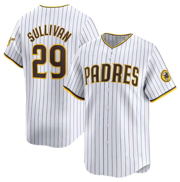San Diego Padres #29 Brett Sullivan White AmberGomez 2024 Home Limited Stitched Jersey