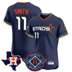 Houston Astros #11 Cam Smith Player Navy AmberGomez City Connect Texas Patch Vapor Premier Limited Elite Home Stitched Jerseys