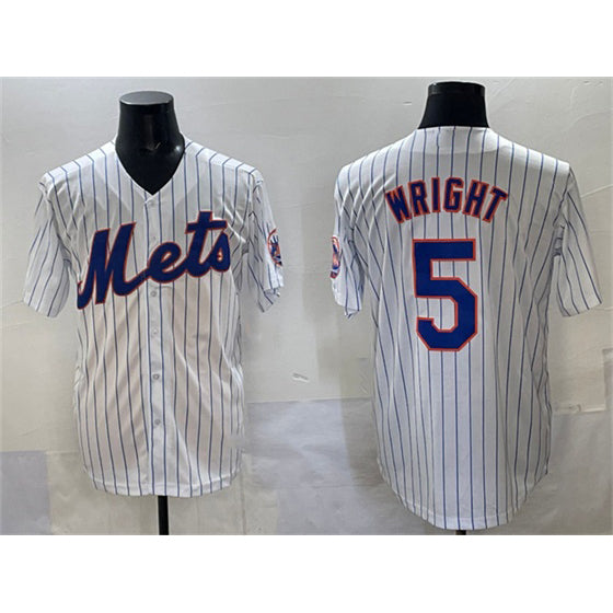 New York Mets #5 David Wright White AmberGomez Stitched Jersey