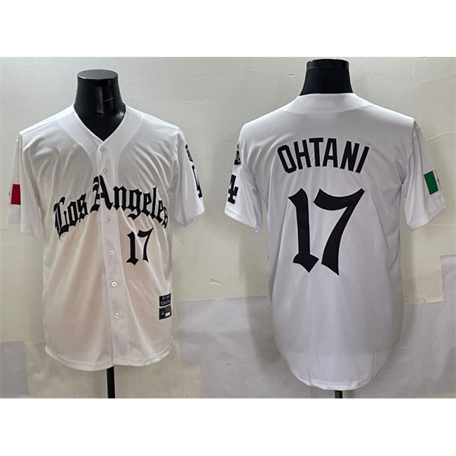 Los Angeles Dodgers #17 Shohei Ohtani White AmberGomez Mexico 2025 LA Gothic Style With Fernando Patch Vapor Premier Limited Stitched Jersey