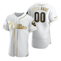 Custom Philadelphia Phillies White AmberGomez Stitched Flex Base Golden Edition Jersey