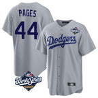Los Angeles Dodgers #44 Andy Pages Player Gray AmberGomez World Series Game Stitched Jerseys