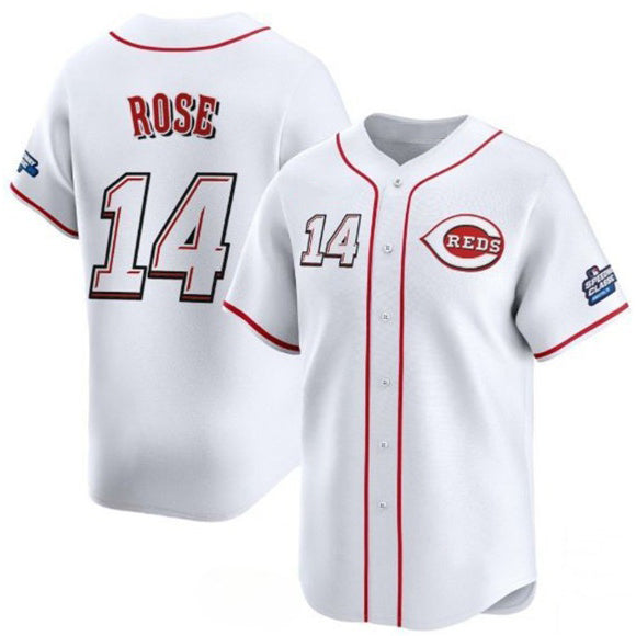 Cincinnati Reds #14 Pete Rose White AmberGomez 2025 Speedway Classic Home Limited Stitched Jersey
