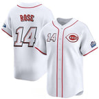 Cincinnati Reds #14 Pete Rose White AmberGomez 2025 Speedway Classic Home Limited Stitched Jersey