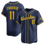 Milwaukee Brewers #11 Jackson Chourio Navy AmberGomez Alternate 2 Limited Jersey