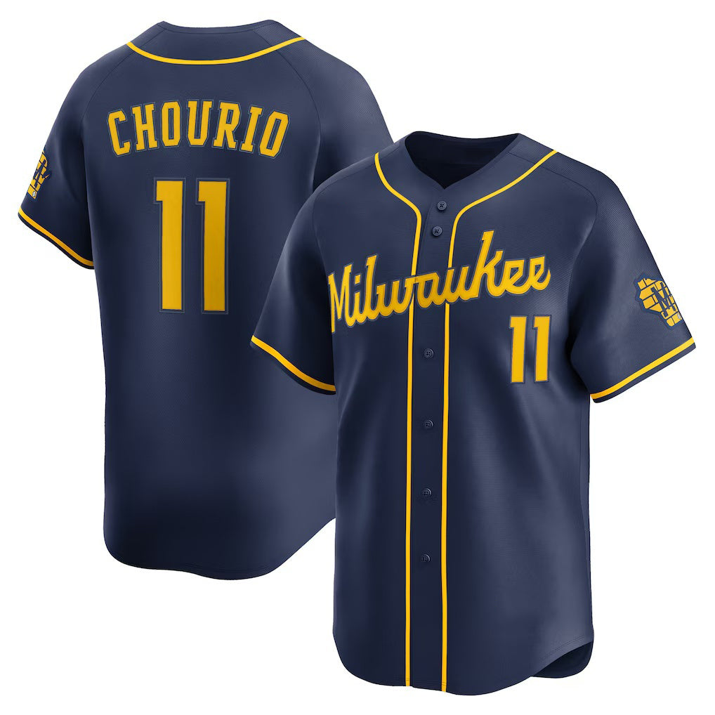 Milwaukee Brewers #11 Jackson Chourio Navy AmberGomez Alternate 2 Limited Jersey