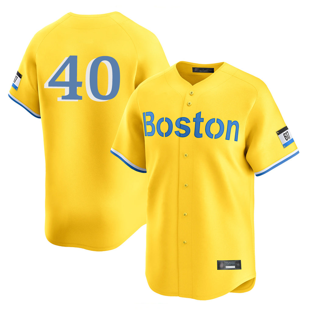 Boston Red Sox #40 Willson Contreras Player Yellow AmberGomez Limited Home Game Stitched Jerseys1