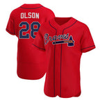 Atlanta Braves #28 Matt Olson Red AmberGomez Flex Base Stitched Jersey