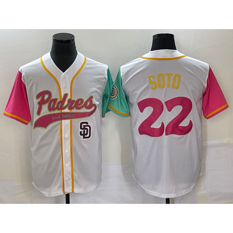 San Diego Padres #22 Juan Soto White AmberGomez NEW 2023 City Connect Cool Base Stitched Jersey