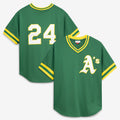 Oakland Athletics #24 Rickey Henderson Mitchell & Ness Green AmberGomez Authentic Batting Practice Jersey 2