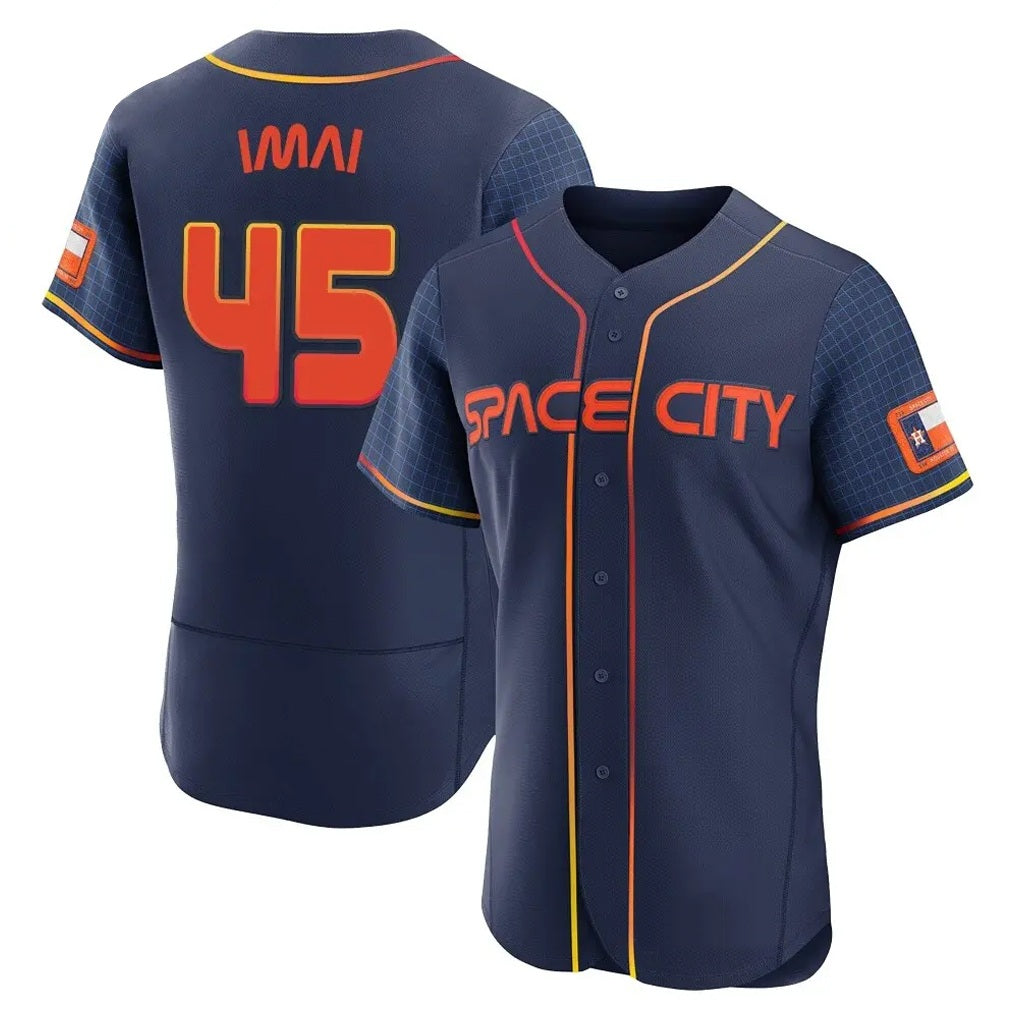Houston Astros #45 Tatsuya Imai Player Navy AmberGomez City Connect Limited Elite Home Stitched Jerseys