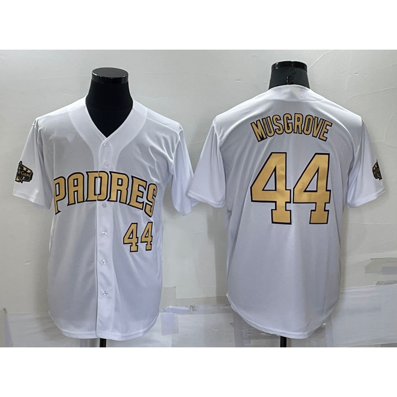 San Diego Padres #44 Joe Musgrove Number White AmberGomez 2022 All Star Stitched Cool Base Jersey