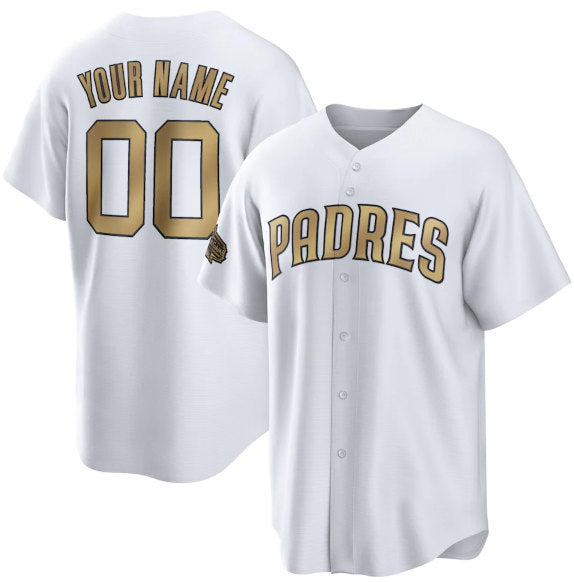 Custom San Diego Padres Active Player White AmberGomez 2022 All-Star Cool Base Stitched Jersey