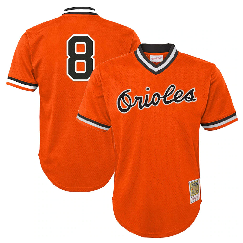 Baltimore Orioles #8 Cal Ripken Player Orange AmberGomez Mitchell & Ness Cooperstown Collection Mesh T-shirt Game Stitched Jerseys