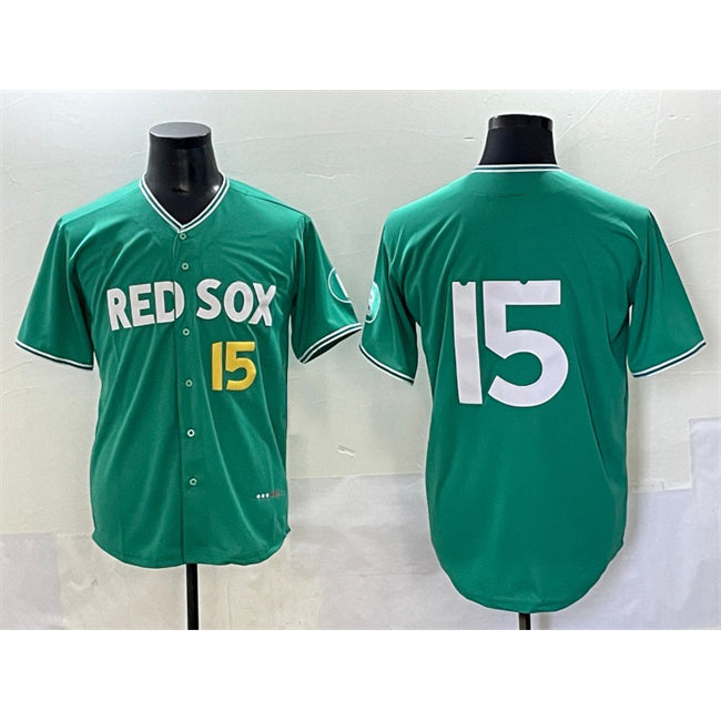 Boston Red Sox #15 Dustin Pedroia Green AmberGomez 2025 City Connect Limited Stitched Jersey