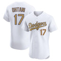 Los Angeles Dodgers #17 Shohei Ohtani Player White Gold AmberGomez Limited Elite Home Stitched Jerseys