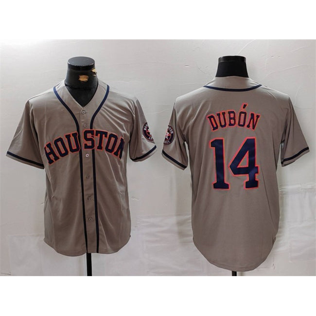 Houston Astros #14 Mauricio Dub¨®n Grey AmberGomez Cool Base Stitched Jersey