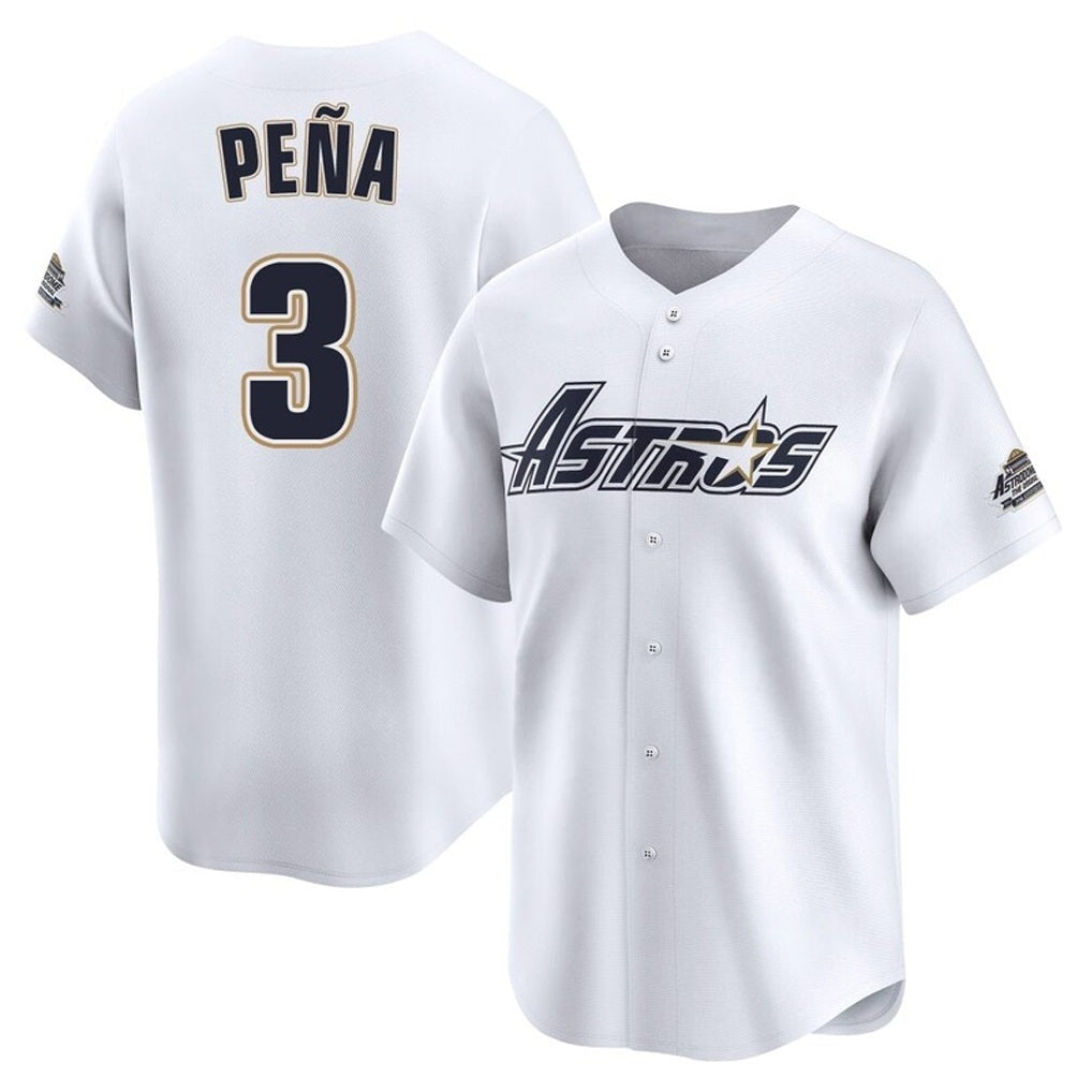 Houston Astros #3 Jeremy Pena Player White AmberGomez Throwback Cooperstown Collection Limited Stitched Jerseys