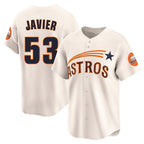 Houston Astros #53 Cristian Javier Player Cream AmberGomez Throwback Cooperstown Collection Limited Stitched Jerseys