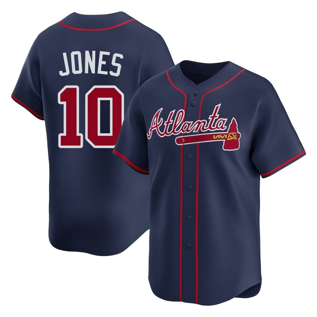Atlanta Braves #10 Chipper Jones Player Navy AmberGomez Limited Home Game Stitched Jerseys