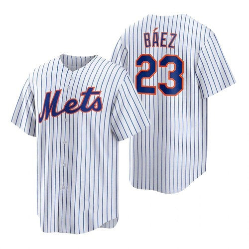 New York Mets #23 Javier Baez White AmberGomez Replica Home Jersey