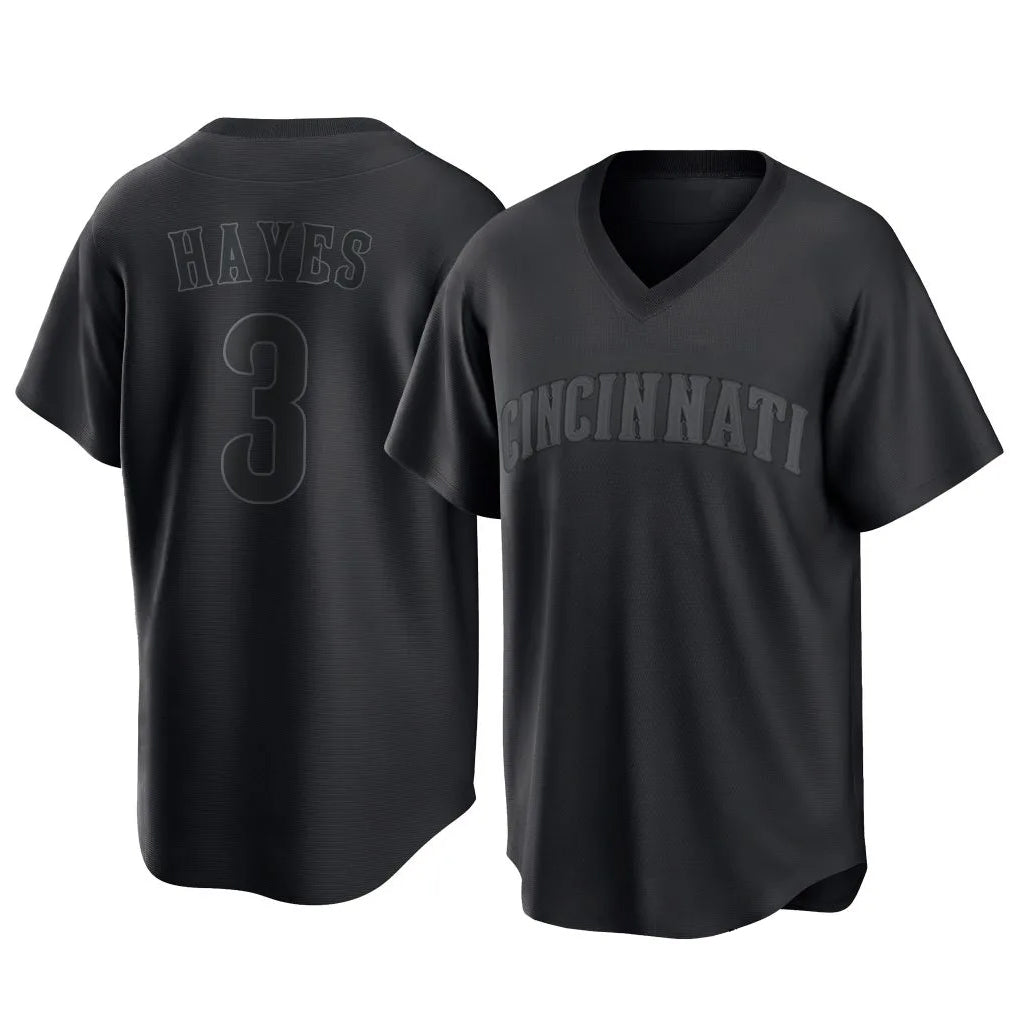 Cincinnati Reds #3 Ke'Bryan Hayes Player Black AmberGomez T-shirt Game Home Stitched Jerseys