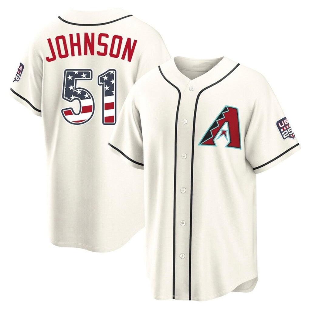 Arizona Diamondbacks #51 Randy Johnson Player Cream AmberGomez USA 250 Fourth of July Home Game Stitched Jerseys