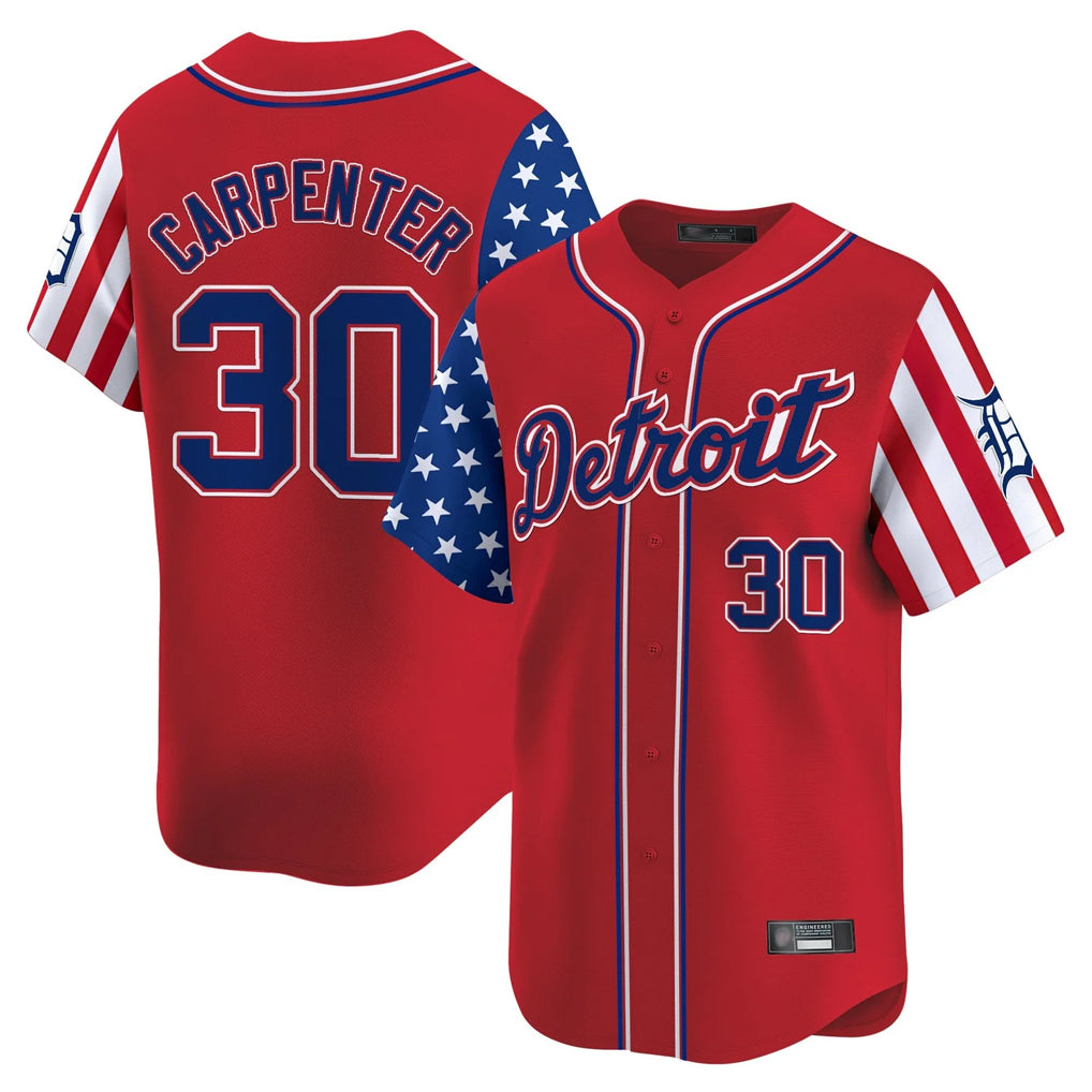 Detroit Tigers #30 Kerry Carpenter Player Red AmberGomez Independence Day Vapor Premier Limited Stitched Jerseys