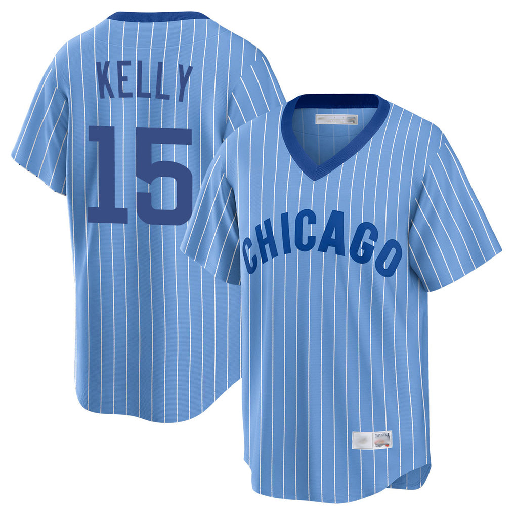 Chicago Cubs #15 Carson Kelly Player Blue AmberGomez T-shirt Cooperstown Collection Limited Stitched Jerseys