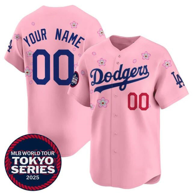 Custom Los Angeles Dodgers Active Player Pink AmberGomez 2025 Tokyo Series Limited Stitched Jersey
